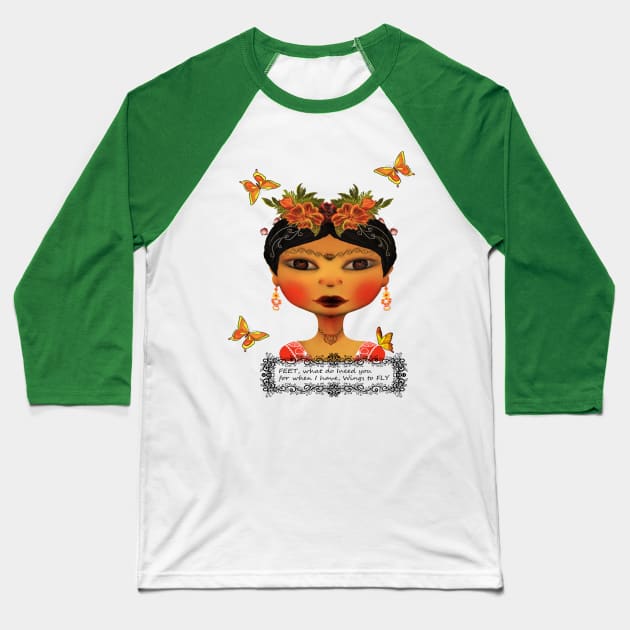 Super womans Frida's Baseball T-Shirt by Virginia Picón